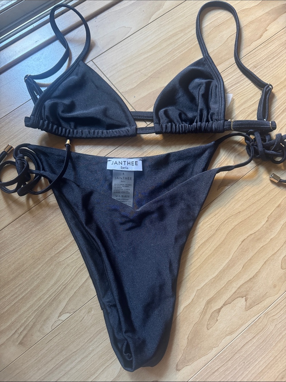 Janthee Black Triangle Tie-Side Bikini Set